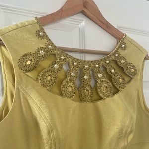 Adrianna Papell sleeveless Sheath Dress embellished Yellow Size 10